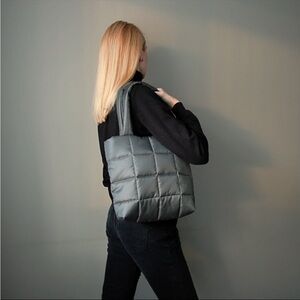 Olive Green Puffer Tote Bag